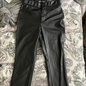 Zara Leather Split Hem Pants